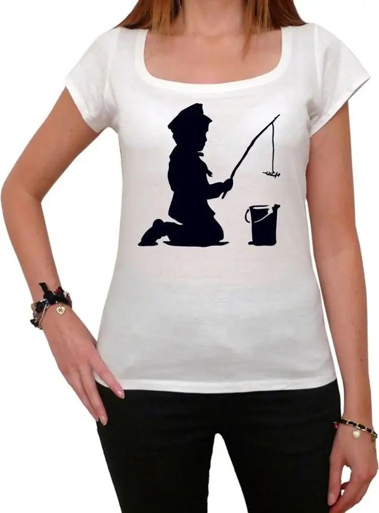 Damen Grafik T-Shirt Angeln für Kinder – Kid Fishing – Öko-Verantwortlich Vintage Jahrgang Kurzarm Lustige Druck Geburtstag Geschenk Frau