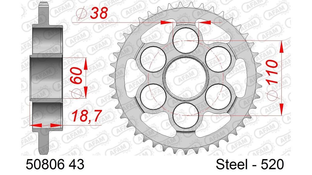 AFAM Standard Stahlritzel hinten 50806 - 520