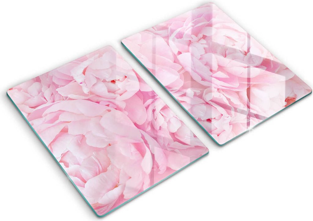 Abdeckung Glas - Küchenabdeckung - 2x40x52 cm - Abdeckplatte -Zarte Pfingstrosen