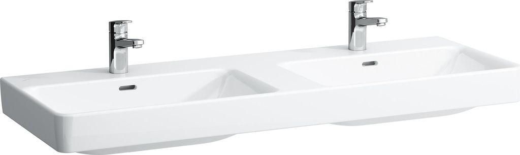 LAUFEN PRO S Doppelwaschtisch, 3 Hahnlöcher, mit Überlauf, 1300x460mm, H8149680001081