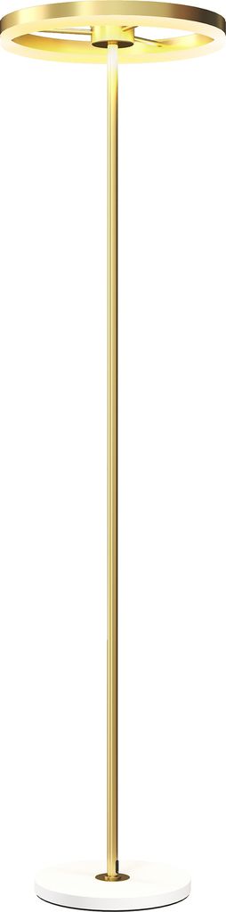 HOMCOM Stehlampe LED Wohnzimmer Dimmbar Stehleuchte mit 3 Lichtfarben, Fußschalter, Standleuchte mit Metallständer, Büro Gold