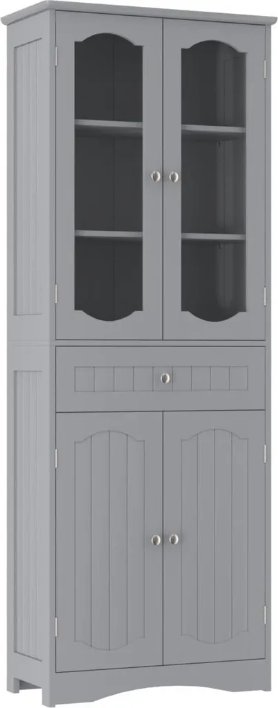 Meuble salle de bain 160 cm en bois blanc avec 4 portes et grand tiroir