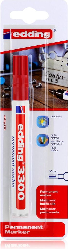 edding 3300 Permanent Marker rot Spitze 1-5mm wasserfest, Produktbild 