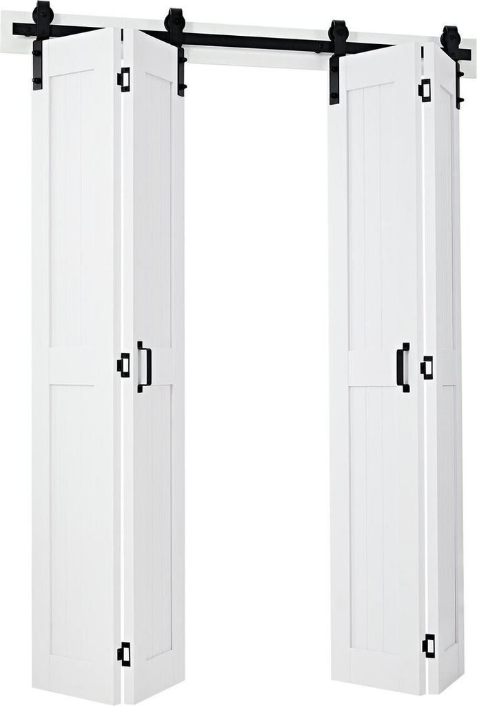 Falttür für Scheunentür, 1524 x 2134 mm, MDF-Falttüren für Schränke, inklusive Beschlagsset, platzsparendes H-Rahmen-Design, vormontierte Pan...