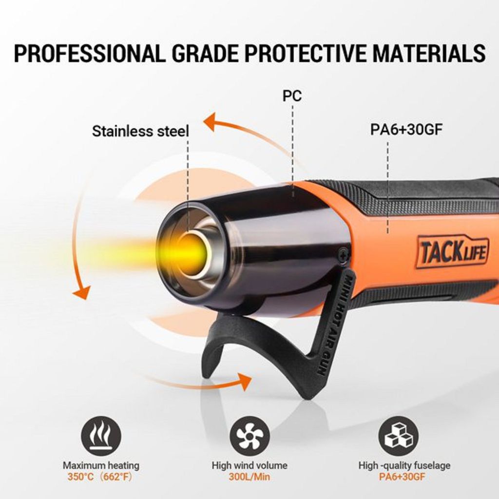 TACKLIFE Mini-Heißluftpistole, 350 W/662 °F Heißluftpistole Produktbild 2