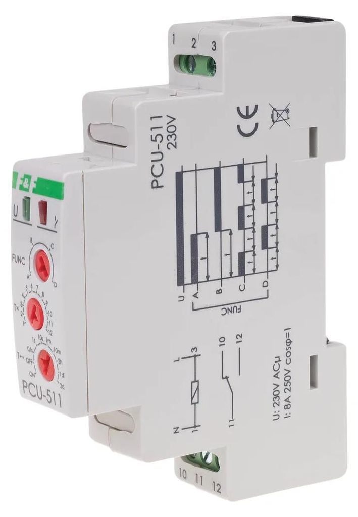 Relè a tempo SPDT 250VAC/8A U-current 24VAC 230VAC PCU-511 Immagine del prodotto 