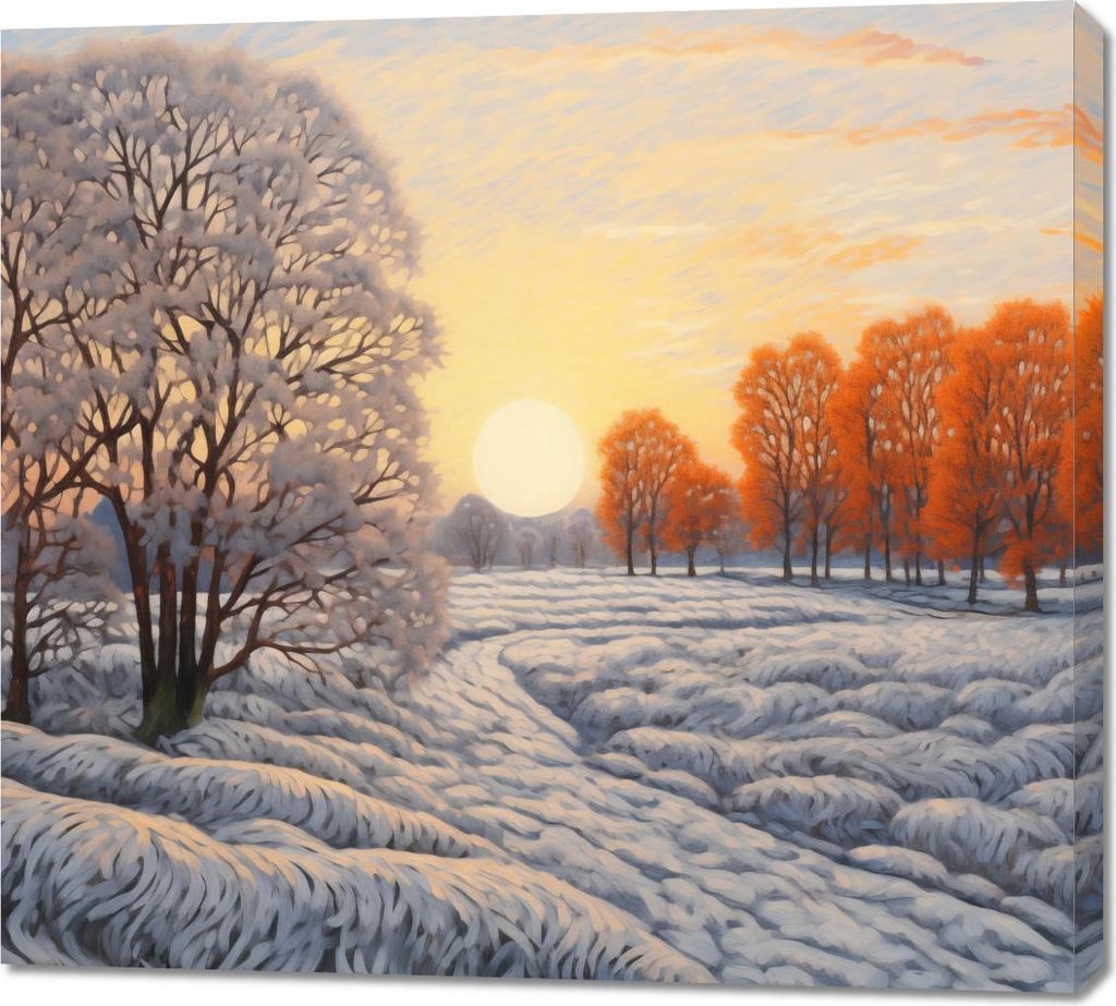 Bild 100x90cm Winter in Feuertönen