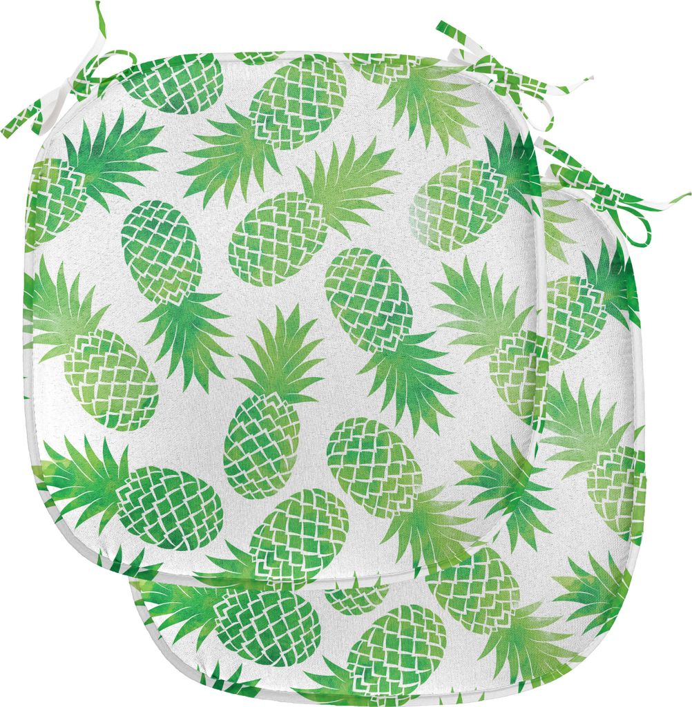 ABAKUHAUS Ananas Polster für Esszimmerstühle, Exotische Ananas-Muster, Dekoratives wasserfestes Kissen mit Riemen für Küchensitze, 40 cm x 40 c...