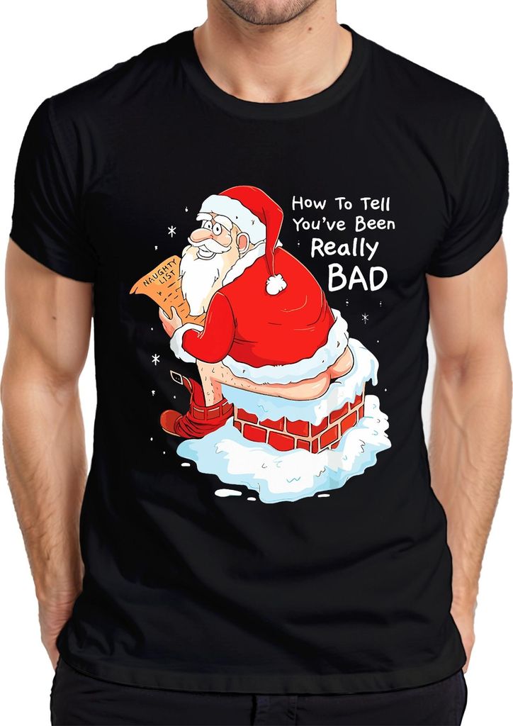 Weihnachtsmann frech Geschenk How To Tell You've Been Really BAD Herren T-Shirt, Schwarz, XXL