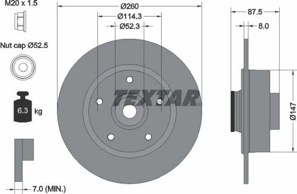 Disque de Frein Arrière Megane TEXTAR 92295203 Qualité Équivalence OE