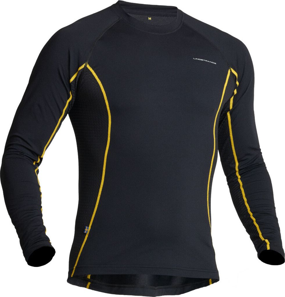 Lindstrands Dry Langarm Funktionsshirt, schwarz/gelb, 2XL