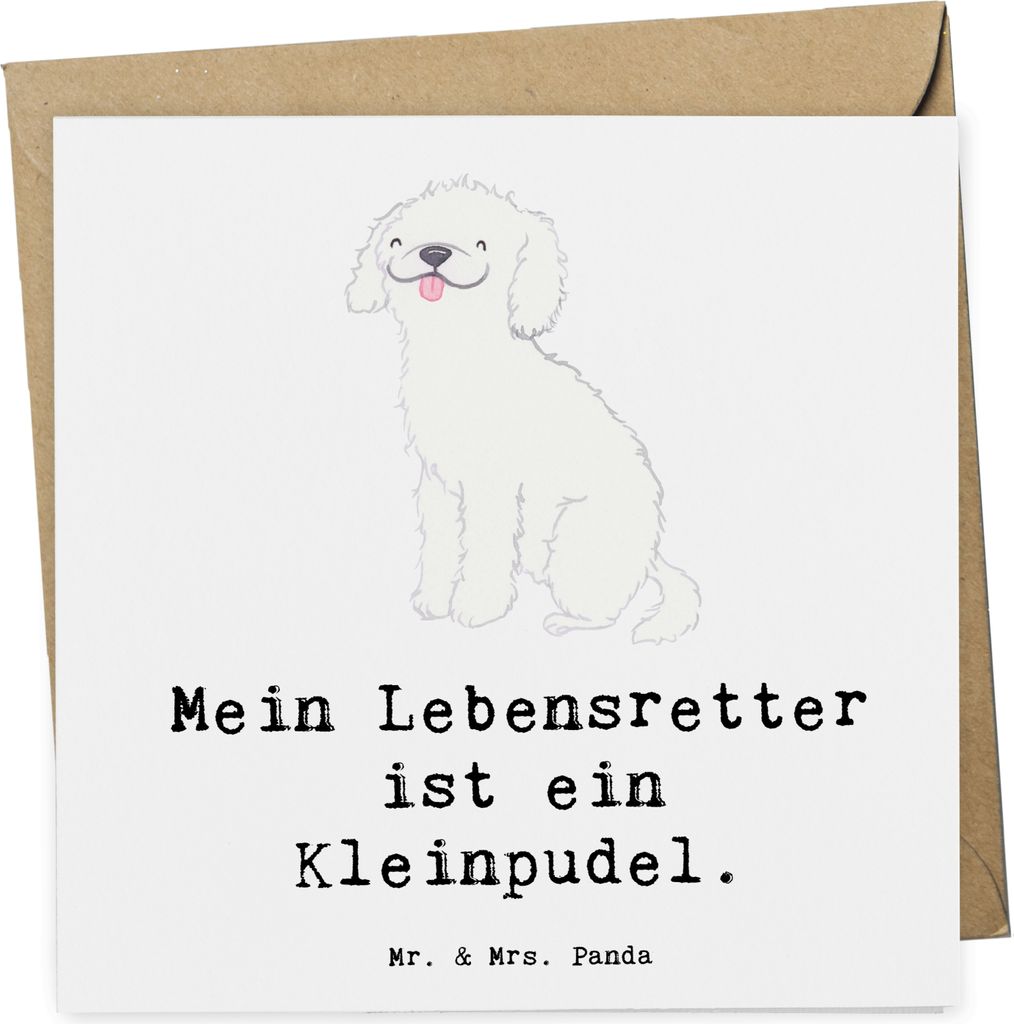 Mr. & Mrs. Panda Grußkarte Kleinpudel Lebensretter - Weiß - Geschenk, faltkarte, anlasskarte, doppelkarte, Klappkarte, Pudel, Glückwunschkarte