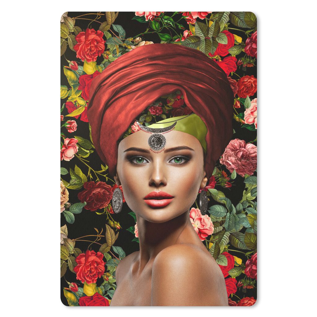 MuchoWow Mauspad Mousepad Frau - Blumen - Bunt 40x60 cm - Mousepads - Maus Mat - Pad - Mausunterlage - Schreibtisch Accesoire