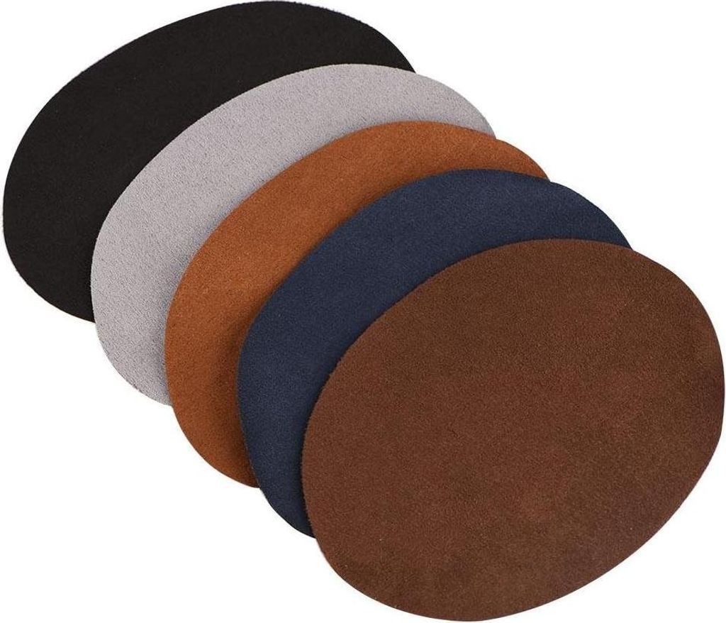 Elleboog- und Knieschoner Set - Ovale Kunstleder Aufnäher - Nähreparaturpatch für Jacke, Jeans und Hose