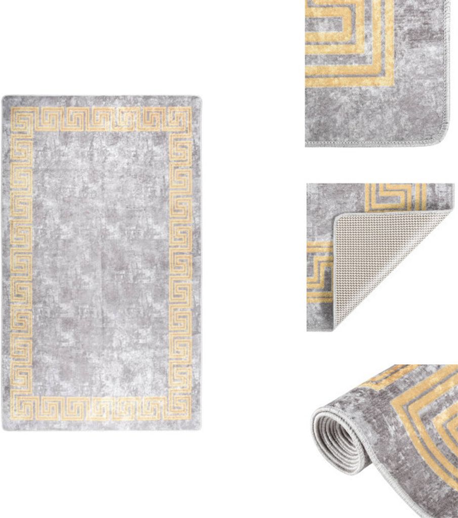 vidaXL Teppich Waschbar 120x180 cm Grau Rutschfest - Teppiche