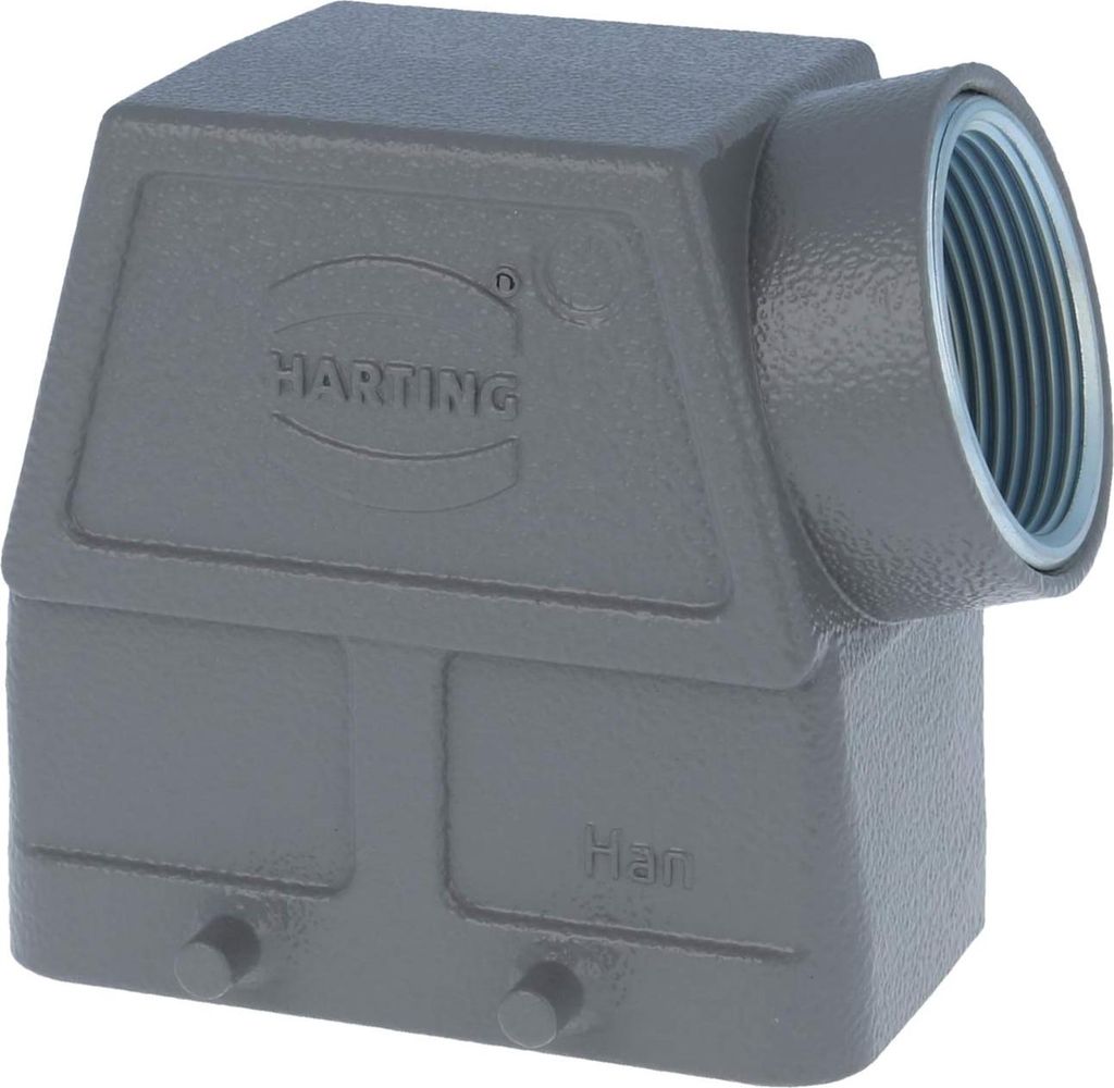 HARTING Han 10B Tüllengehäuse hoch, 1xM32 seitlicher Kabelabgang, für 2 Bügel (am Unterteil) Verschraubung M32