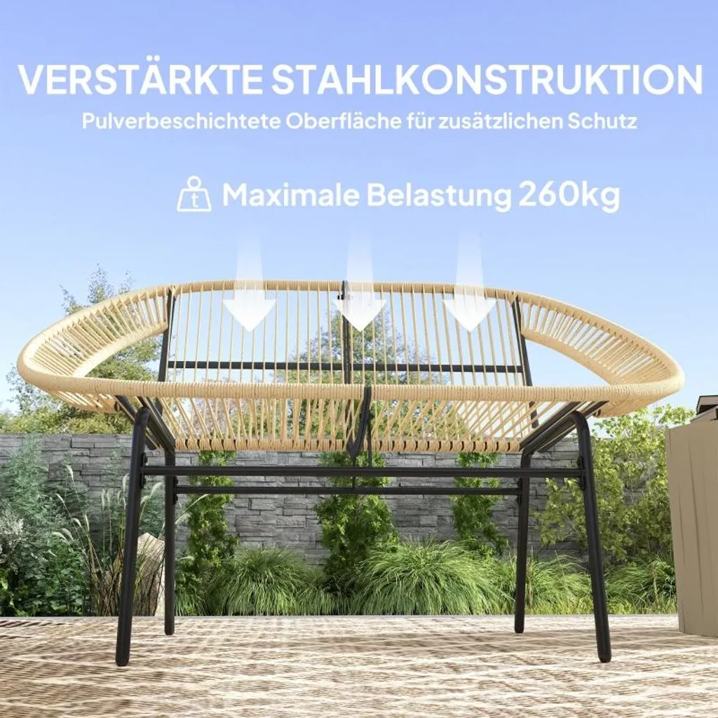 Banc pour balcon et terrasse 2 places, design tressé confortable - 6