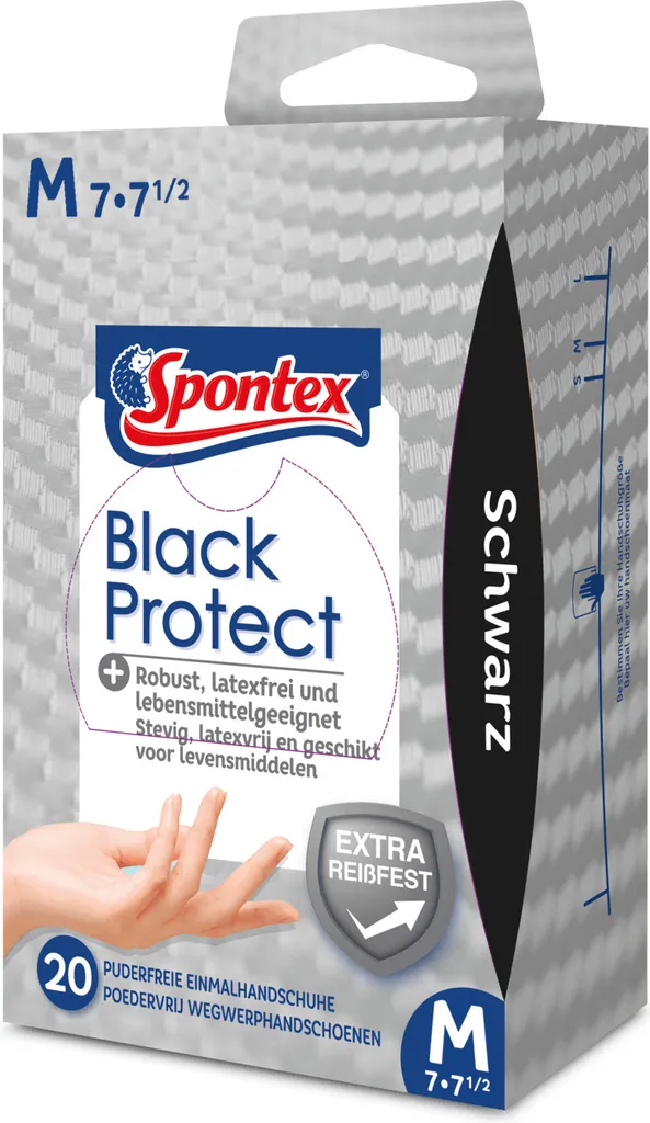 Gants de protection noirs Spontex Black Protect Taille 7 Haute Résistance - 2