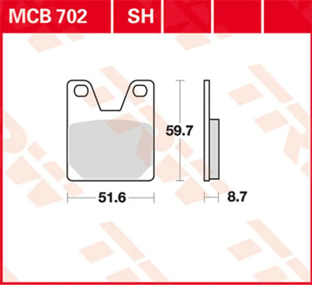 Plaquettes Frein Arrière Sinter MCB 702 SH TRW pour Route et Touring