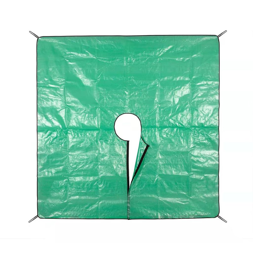 Schnittsammelplane 200x200cm für Garten, wasserdicht PE, reißfest, mit Öffnung & Klettverschluss, für Baumschnitt, Hecken & Sträucher