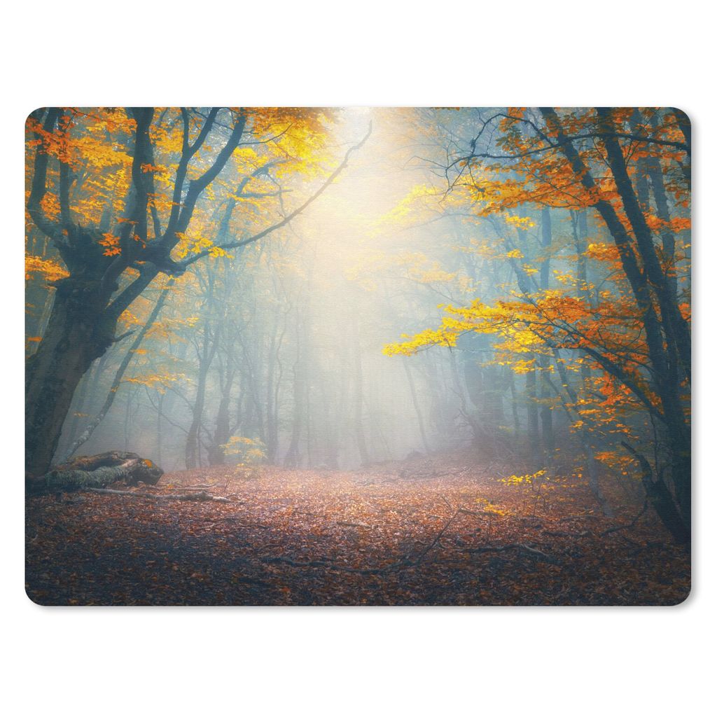 MuchoWow Mauspad Mousepad Wald - Nebel - Herbst 23x19 cm - Mousepads - Maus Mat - Pad - Mausunterlage - Schreibtischunterlage - Mauspad