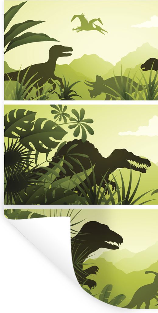 MuchoWow Wandtattoo Wandsticker Wandaufkleber Dinosaurier - Dschungel - Illustration - Kinder - Kind 40x80 cm Selbstklebend und Repositionierbar ...