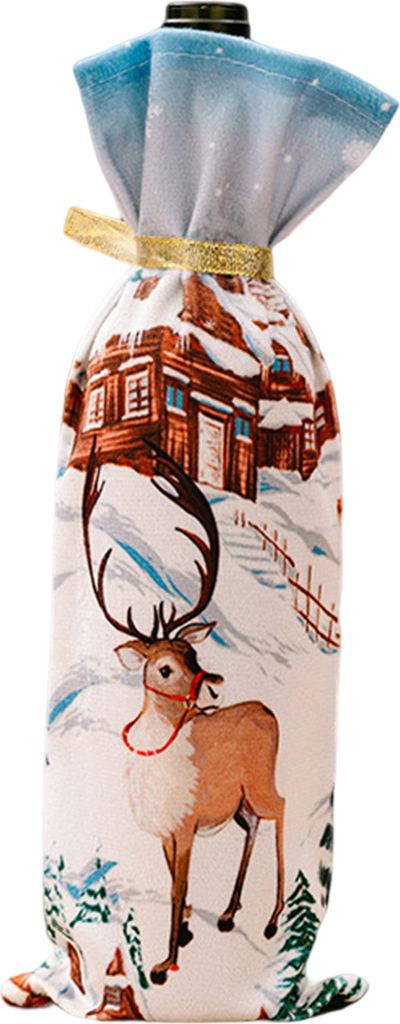 Weihnachts-Weinflaschentasche, Weihnachtsmann, Schneemann, tragbares Cartoon-Muster, Band, Weihnachtssack, Verpackung für Festivals-Elch