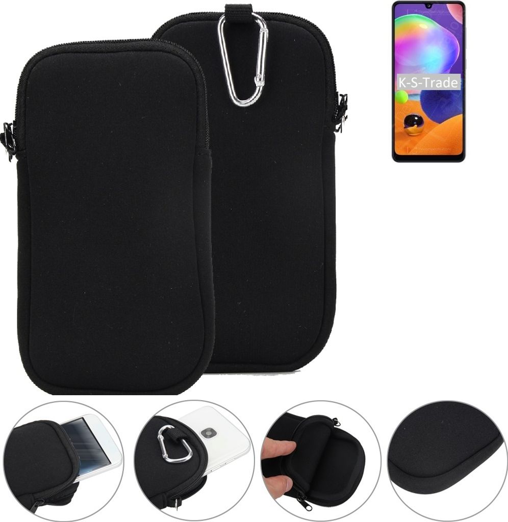 K-S-Trade Neopren-Hülle Handyhülle kompatibel mit Samsung Galaxy A31 Schutzhülle Neoprenhülle Sleeve Schutz-Hülle Gürtel Tasche Case Holster