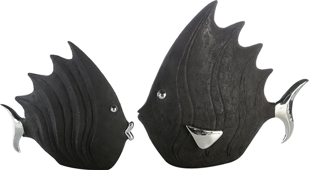 Sculpture Poisson Moderne en Résine Noire de 33 cm pour Décoration