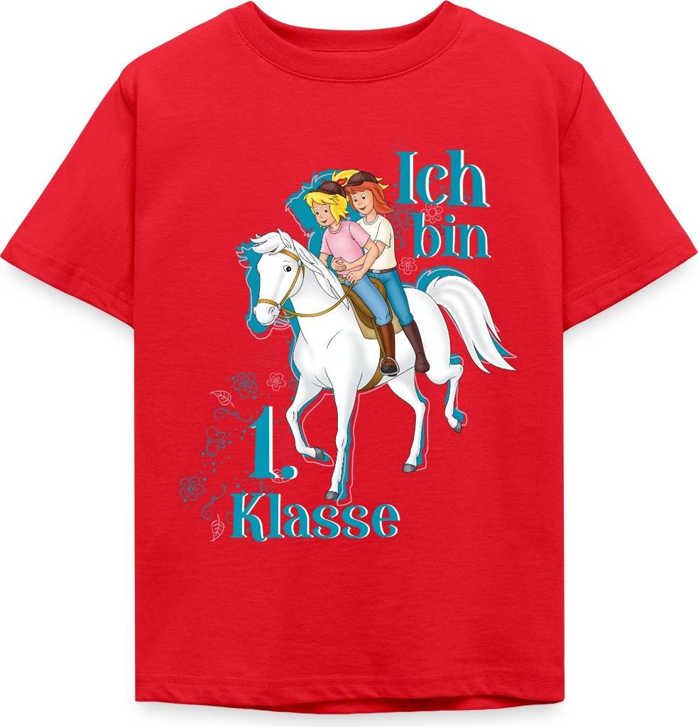 Spreadshirt Bibi und Tina Ich Bin 1. Klasse Kinder T-Shirt, 98/104 (3-4 Jahre), Rot
