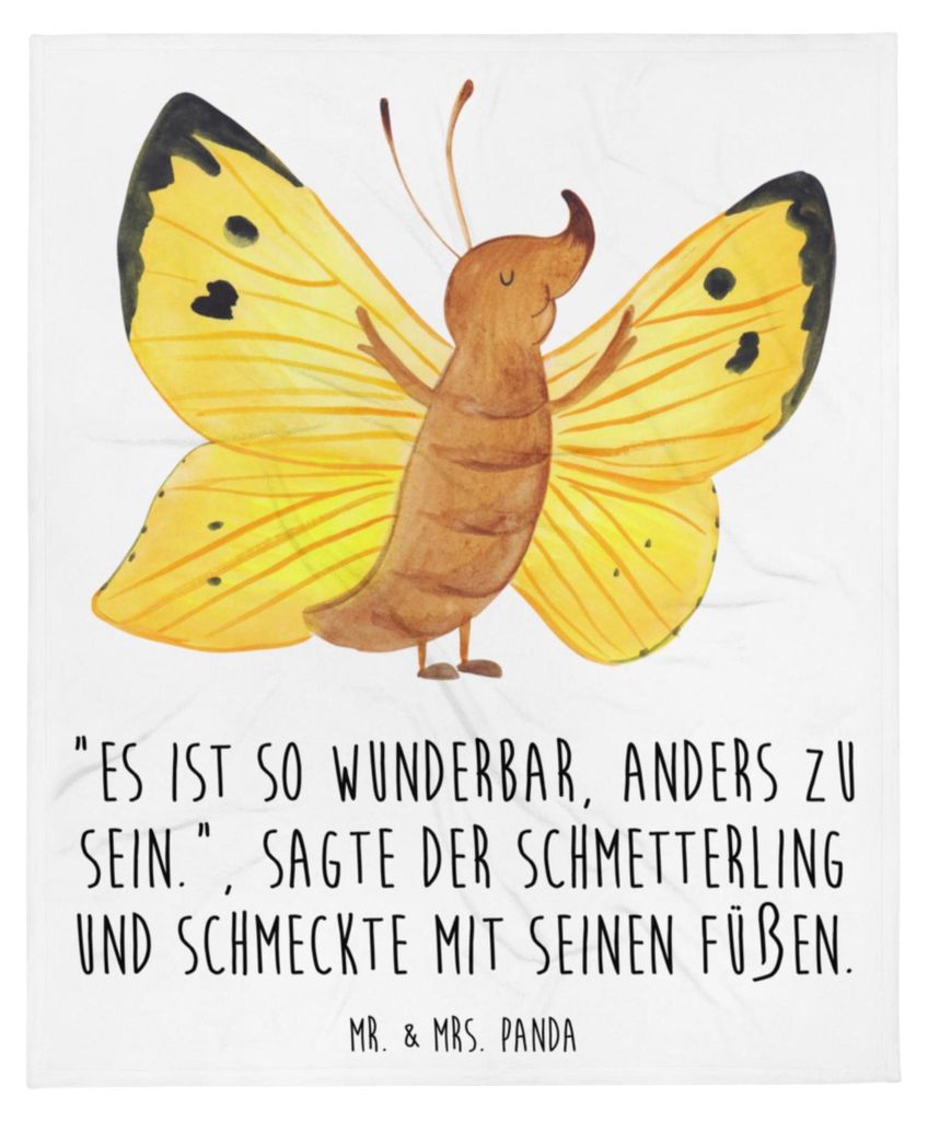 Mr. & Mrs. Panda Tagesdecke Schmetterling Zitronenfalter - Weiß - Geschenk, Anders, Fakt, Bettdecke, Wohndecke, Decke, Kuschelige, Bettüberwurf, ...