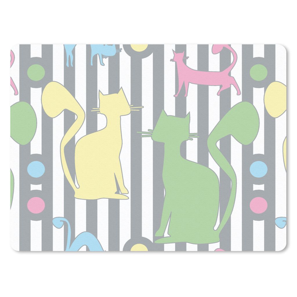 MuchoWow Mauspad Mousepad Katzen - Pastell - Tiere 23x19 cm - Mousepads - Maus Mat - Pad - Mausunterlage - Schreibtischunterlage - Mauspad