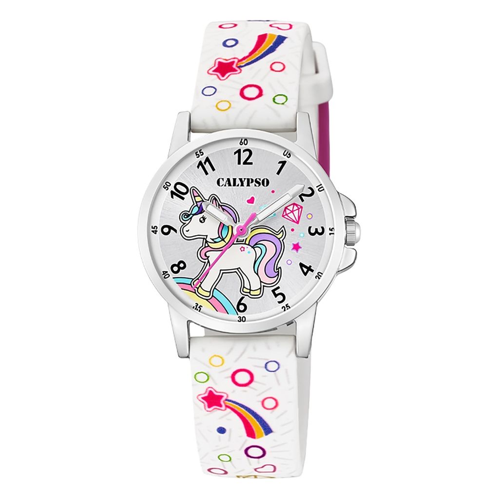Calypso Kinder Armbanduhr Mädchen Uhr Einhorn PolyurethanBand weiß K5776/4