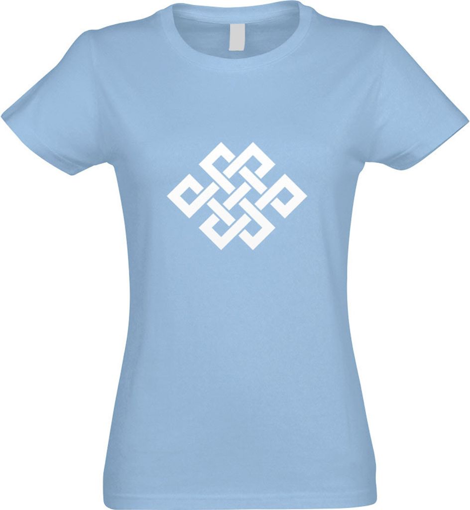Kiwistar - T-Shirt tailliert - Damen - himmelblau - Buddhistischer Knoten - mit Motiv Bedruckt - Funshirt Design - Sport - Freizeit - Damen - S