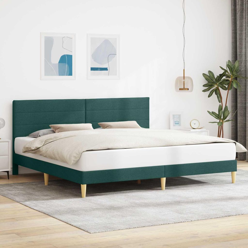 Möbel Bettrahmen mit Kopfteil Dunkelgrün 180 x 200 cm StoffKlassische Betten - Klassische Betten c6812