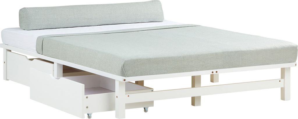 Cadre de lit 140x200 cm avec Matelas 2 tiroirs Blanc Lit en Image du produit 