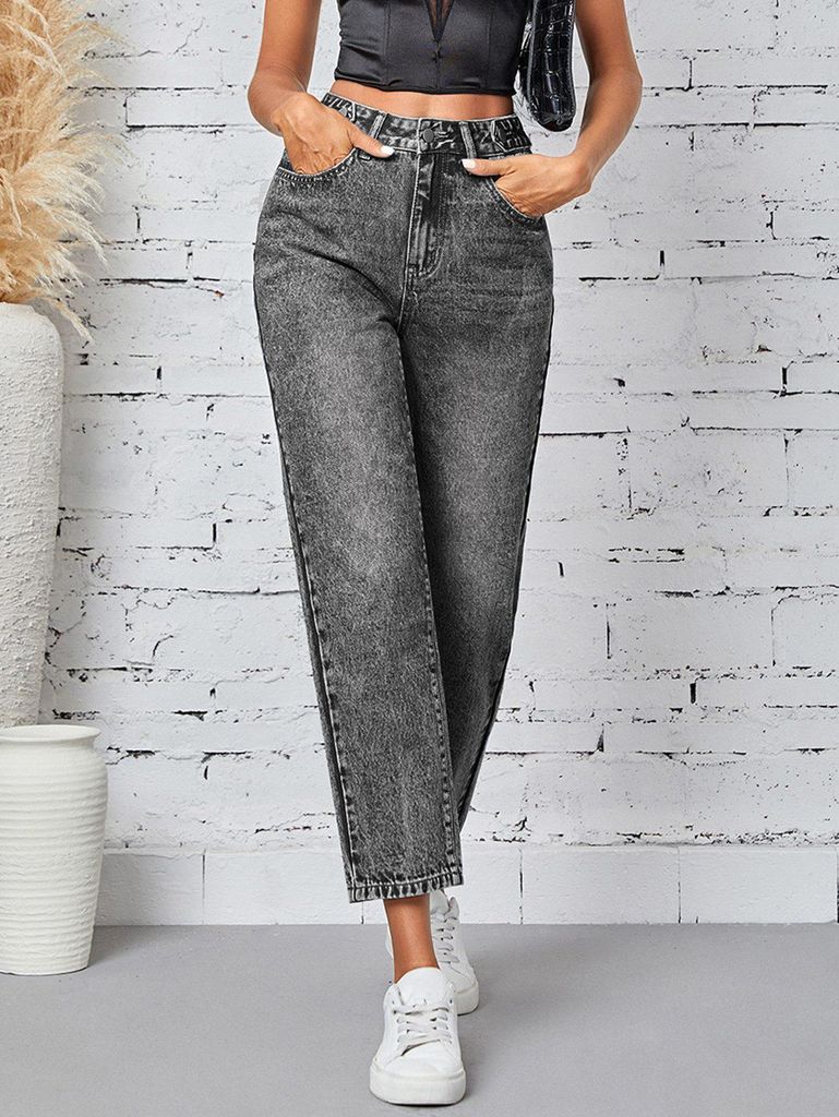 Weite Jeans Damen-Jeans, klassischer Loose Fit, gerade geschnitten Locker und bequem, schmeichelt verschiedenen Körperformen