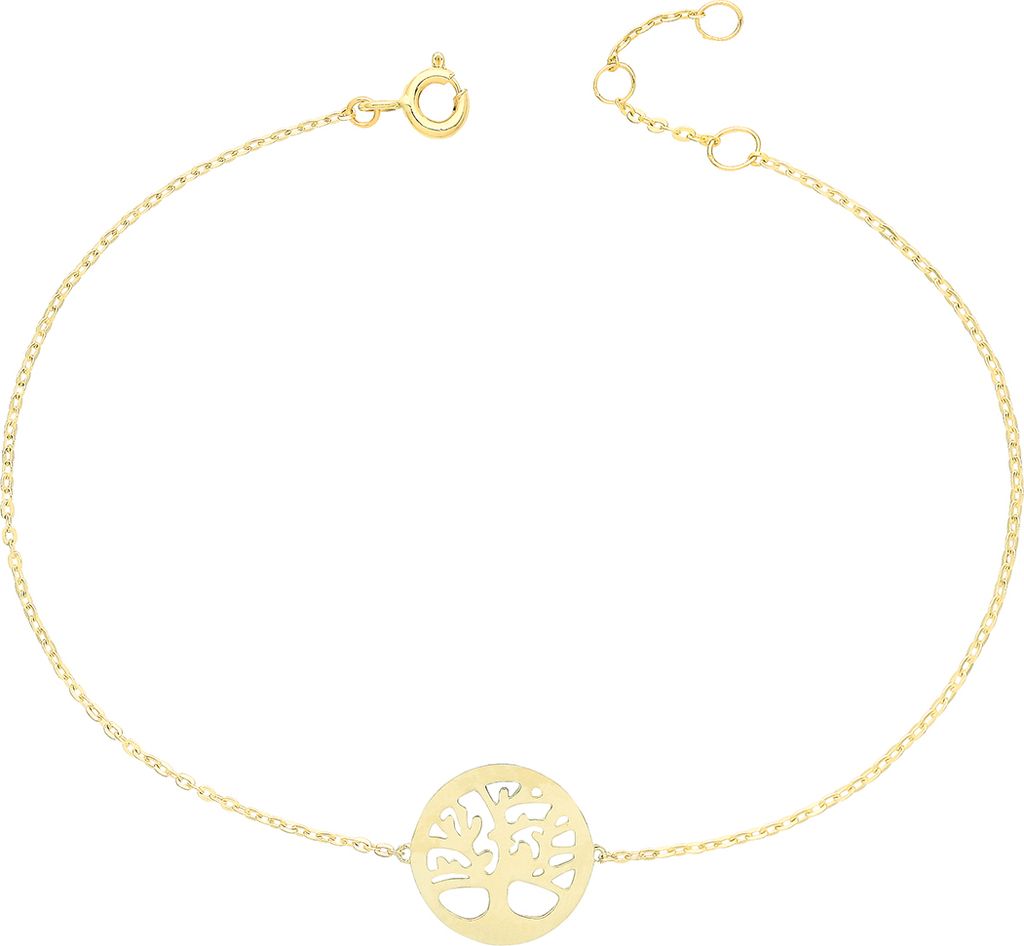 Elegantes 9 Karat (375) Gold Damen - Lebensbaum Armband - 18cm*12mm; TRS34998