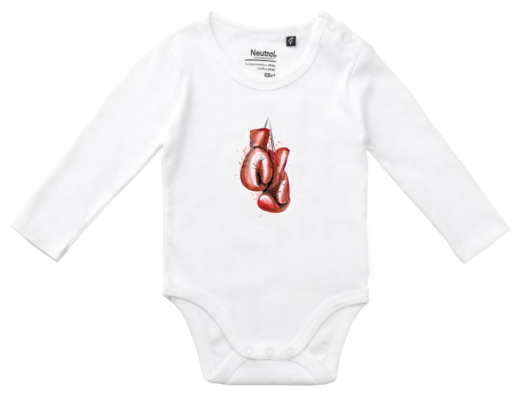 Huuraa Baby Body Boxhandschuh Comic 80 White Baumwolle Fairtrade Langarmbody Geschenkidee
