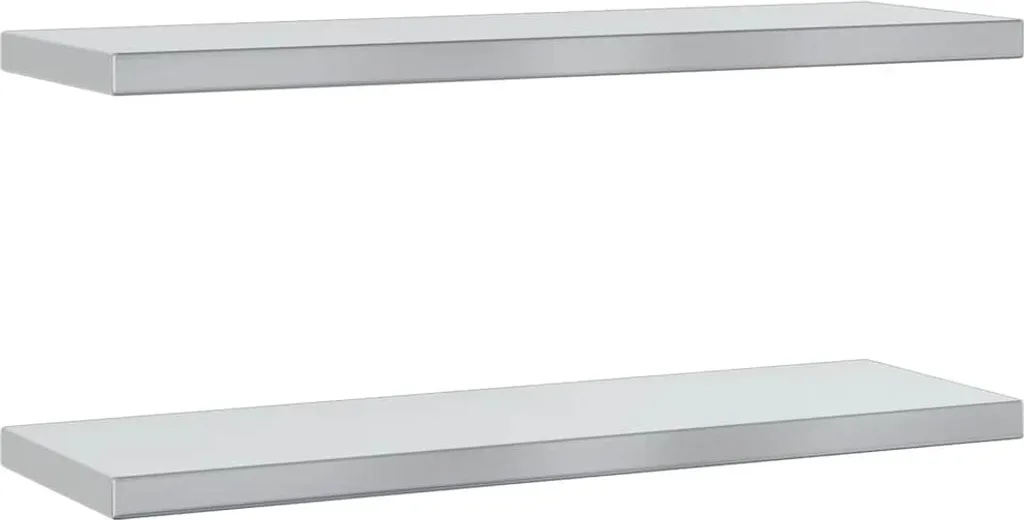 vidaXL Mensole a muro 2 pezzi 75x23,5x3 cm acciaio inox argento