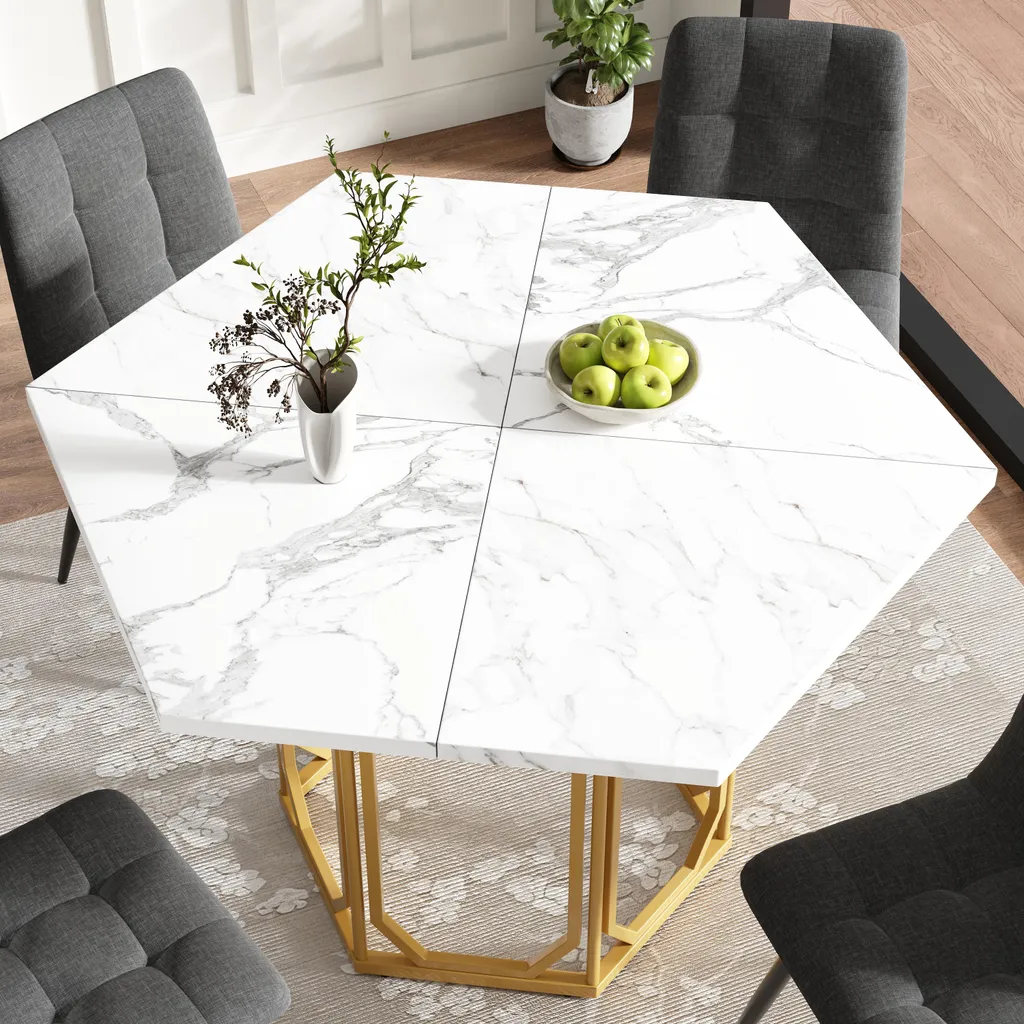 Petite Table à Manger Hexagonale Stable pour Optimiser les Espaces Déco