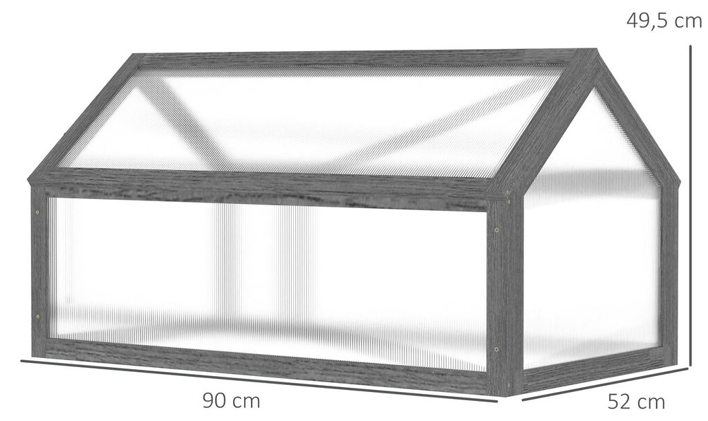 Outsunny vroege kas van hout, mini-kas 90 x 52 x 49,5 cm, Productafbeelding 