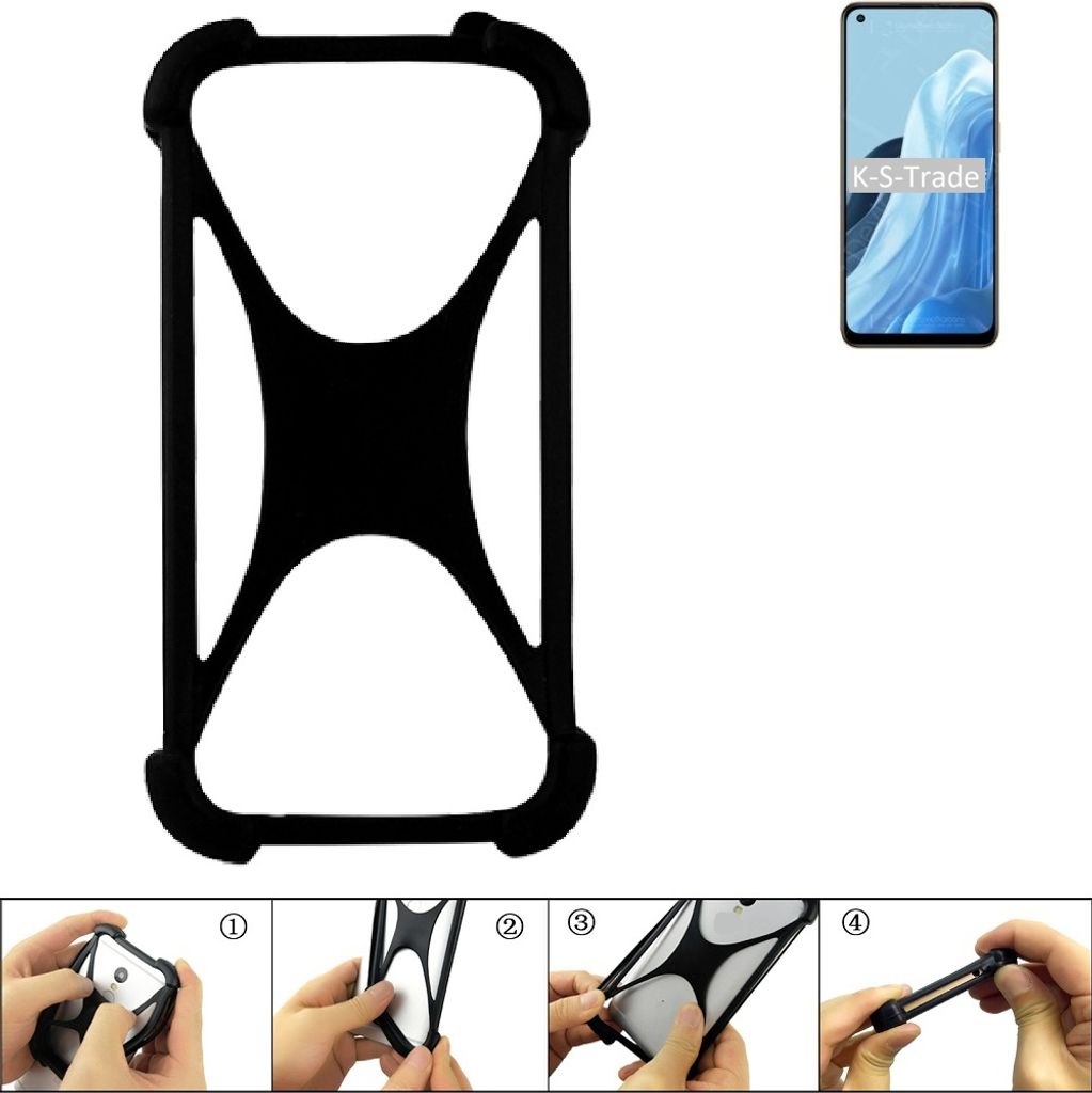 K-S-Trade Handy-Hülle Schutz-Hülle kompatibel mit Oppo Reno7 4G Silikon Bumper TPU Softcase Smartphone Stoßschutz, schwarz
