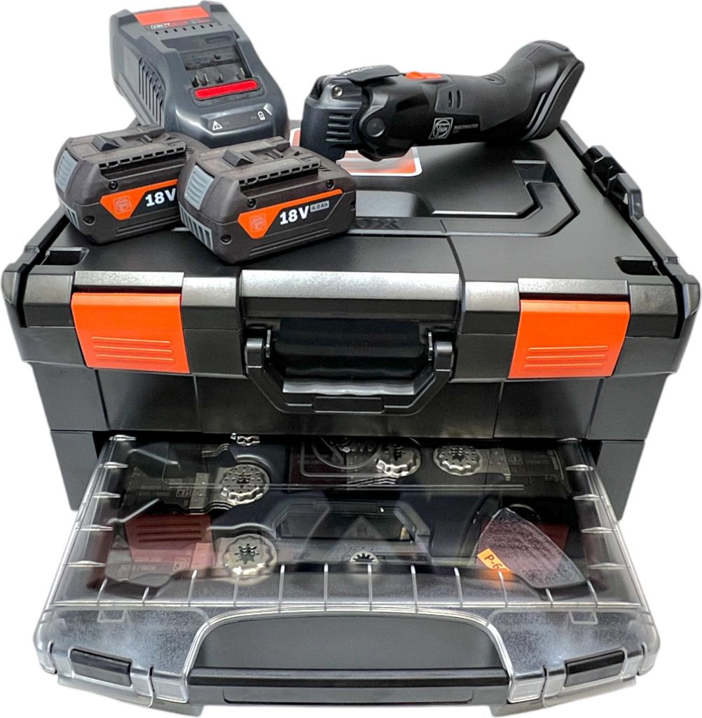 Fein AMM 500 Plus AS Akku Multifunktionswerkzeug 18 V Starlock Plus Black Edition ( 71294261000 ) + 2x Akku 4,0 Ah + Ladegerät + 33 tlg. Zubehör...