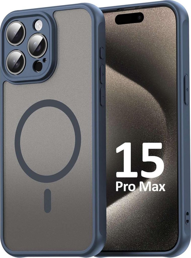 Handyhülle für Apple iPhone 15 Pro Max Matt Case Schutzhülle Kratzfest Passgenau Blau