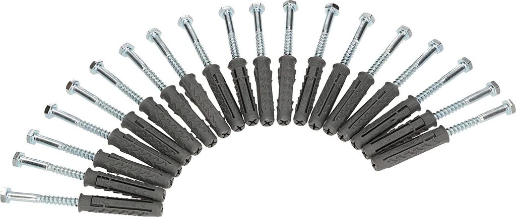 KOTARBAU Universaldübel mit Hexkopfschraube 18 Stk. 10x60mm Verbindungselemente aus Metall und Kunststoff