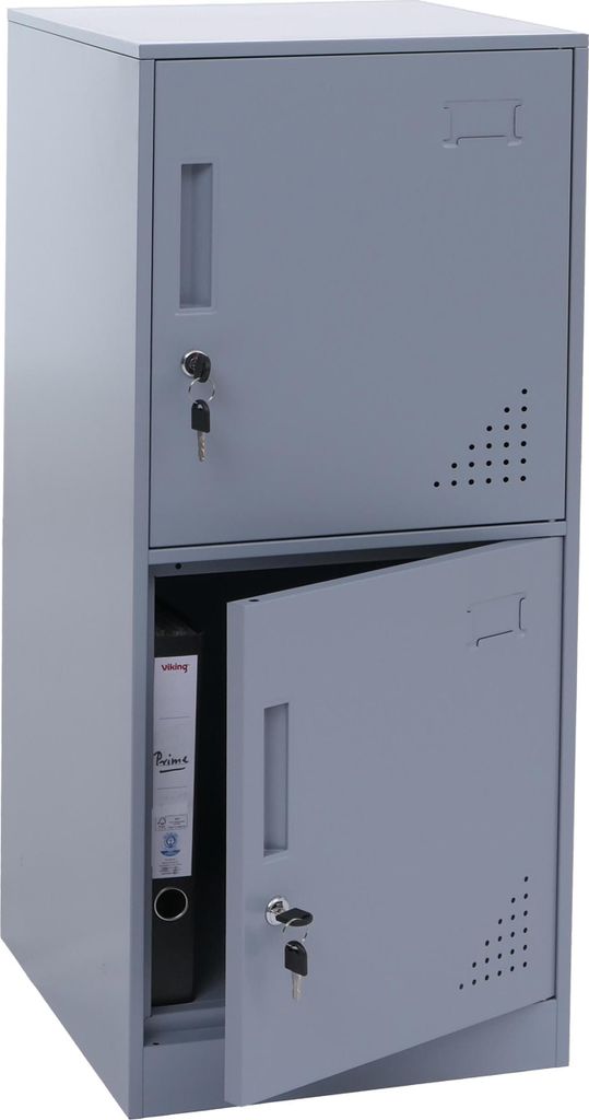 Spind HWC-P63, Schließfach Wertfachschrank Schließfachschrank 2 Türen, 90x38x45cm Stahl grau