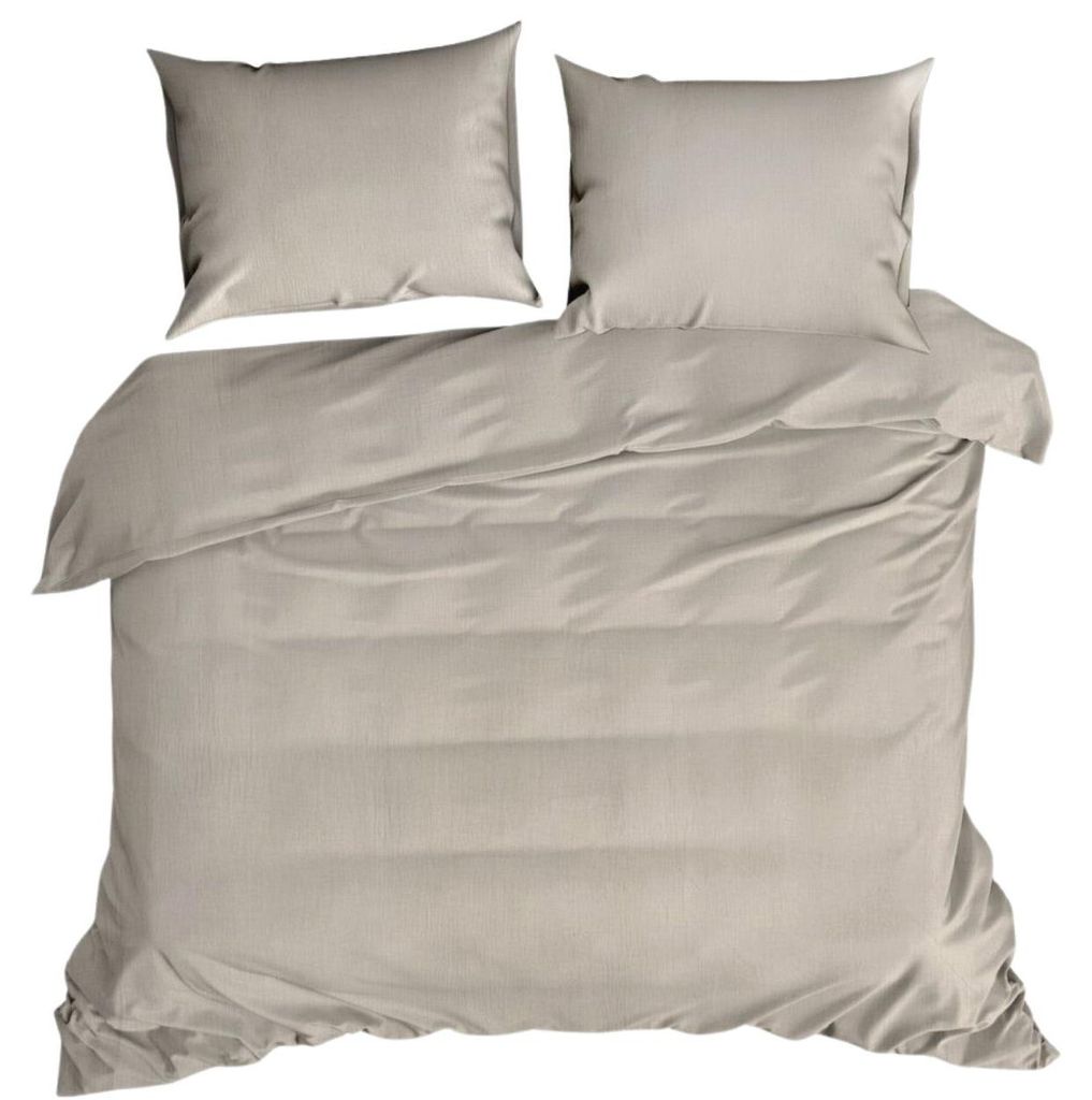 EUROFRIANY | Bettwäsche - Bettbezug Set - beige - 160 x 200 cm - Bettgarnitur - 100% Baumwolle