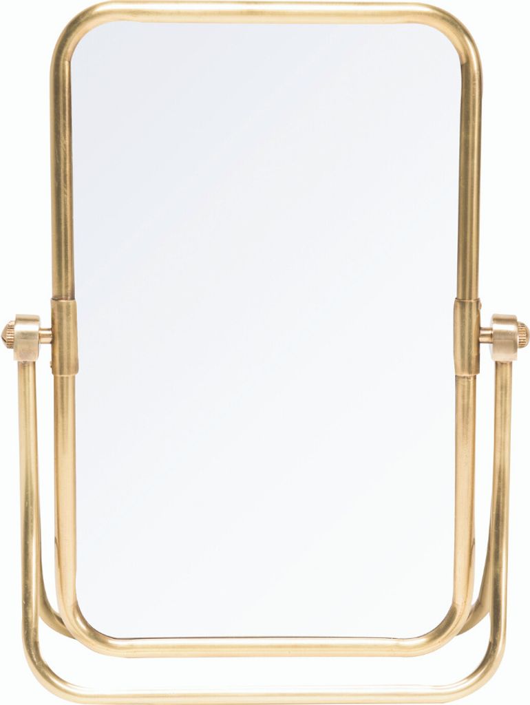 Eleganter stehender Tischspiegel aus Messing und Glas, Gold, 35x46x13 cm