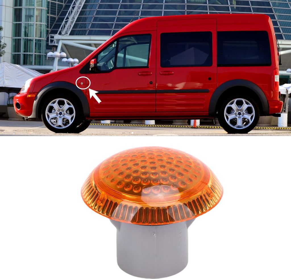 2 Stück Blinkerabdeckung Ersatz für Transit Connect 2010–2021 Auto 9T1Z13K376A Seitenmarkierungs-Repeater-Lichtgehäuse Lampenschirm Gelb